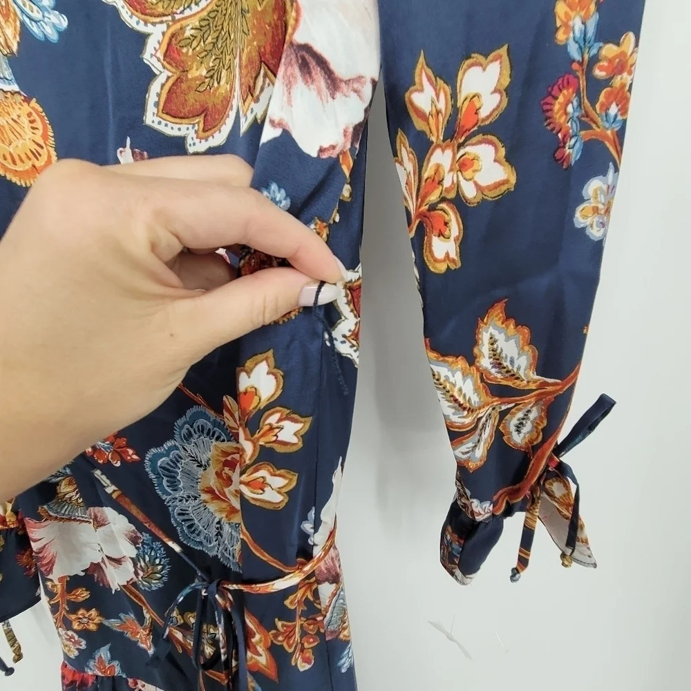 JULIA Jordan Floral Print Tie Waist Tiered Midi Dress size 6 - Picture 8 of 11